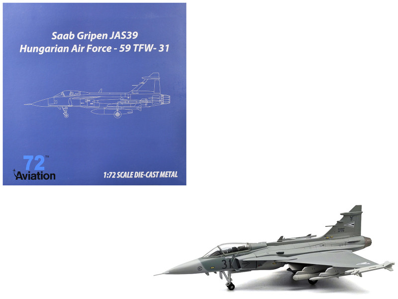 Saab JAS 39C Gripen Fighter Aircraft 59th Tactical Wing 2023 Hungarian Air Force 1/72 Diecast Model Airplane Aviation 72 AV72-43009