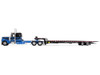 Peterbilt 389 with 48 Flat Top Sleeper and Landoll 440B 50CA Traveling Axle Trailer Black with Blue Stripes 1/64 Diecast Model DCP/First Gear 60-2190