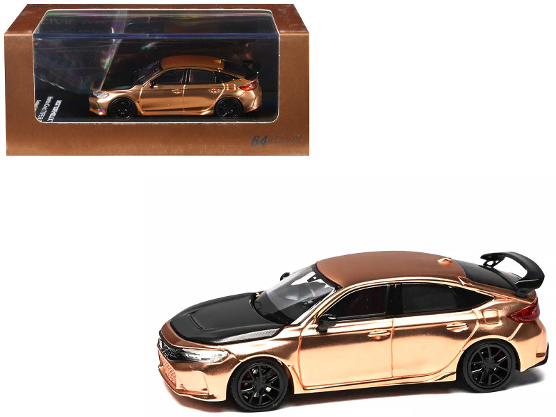 Honda Civic Type R FL5 RHD Right Hand Drive Electroplating Copper Metallic with Carbon Hood Hong Kong Toycar Salon 2025 Senior 64 Series Limited Edition to 599 pieces Worldwide 1/64 Diecast Model Car MotorHelix M65330DZ-HK