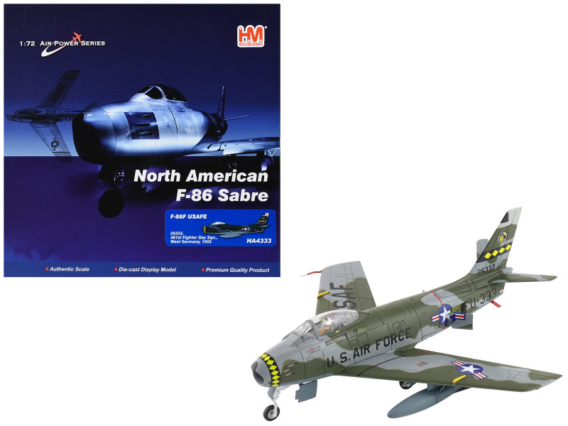 North American F-86F Sabre Fighter Aircraft 25333 461st Fighter Day Squadron West Germany 1955 United States Air Forces in Europe Air Power Series 1/72 Diecast Model Hobby Master HA4333