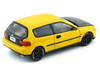 Honda Civic EG6 RHD Right Hand Drive Yellow with Carbon Hood with Alternates 1/64 Diecast Model Car BM Creations 64B0483