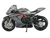 2022 MV Agusta F3 Rosso Motorcycle Silver Metallic with Figure 1/64 Diecast Model CM Model CM64-F3ROSSO-02
