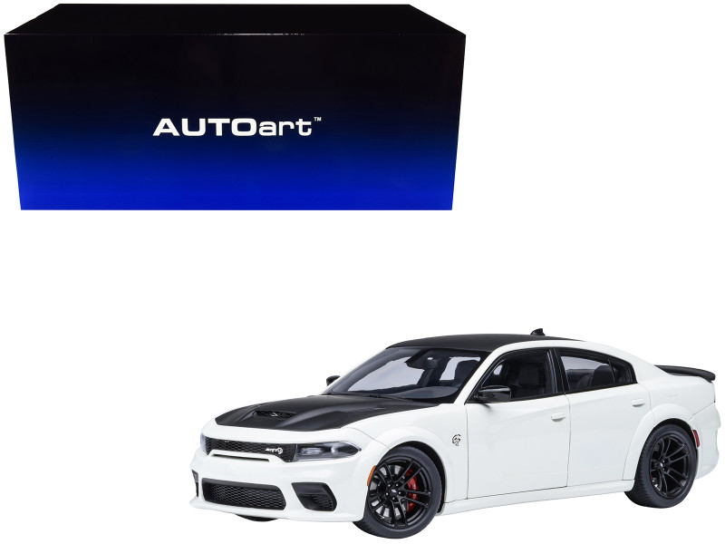 Dodge Charger SRT Hellcat Redeye Knuckle White with Matt Black Hood and Top 1/18 Model Car Autoart 71751