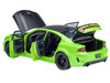Dodge Charger Scat Pack Widebody Sublime Green with Matt Black Hood and Top 1/18 Model Car Autoart 71758