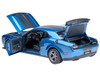 2023 Dodge Challenger SRT Super Stock Frostbite Blue Metallic with Carbon Stripes 1/18 Model Car Autoart 71767
