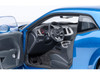 2023 Dodge Challenger SRT Super Stock Frostbite Blue Metallic with Carbon Stripes 1/18 Model Car Autoart 71767