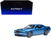 2023 Dodge Challenger SRT Super Stock Frostbite Blue Metallic with Carbon Stripes 1/18 Model Car Autoart 71767