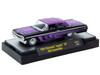 1964 Chevrolet Impala SS 409 Convertible Black Metallic with Purple Graphics and Purple Soft Top Limited Edition to 11000 pieces Worldwide 1/64 Diecast Model Car M2 Machines 31500-HS75