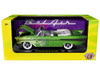 1957 Chevrolet Bel Air Convertible Green Metallic with Flame Graphics and Purple and White Interior Limited Edition to 4050 pieces Worldwide 1/24 Diecast Model Car M2 Machines 40300-139A