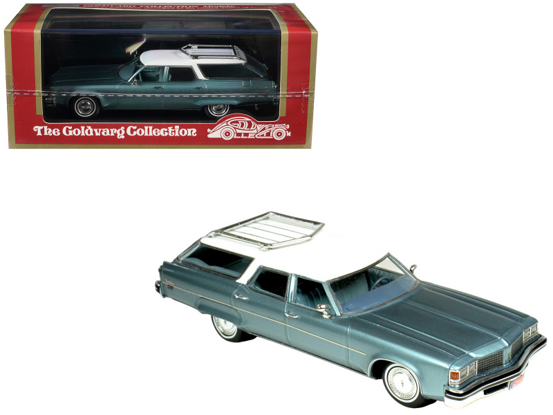 1976 Oldsmobile Custom Cruiser Light Blue Metallic with White Top and Blue Interior Limited Edition to 200 pieces Worldwide 1/43 Model Car Goldvarg Collection GC-078B