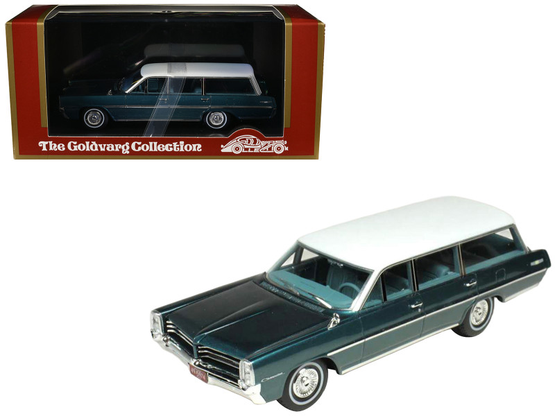 1964 Pontiac Safari Gulfstream Aqua Metallic with White Top and Blue Interior Limited Edition to 200 pieces Worldwide 1/43 Model Car Goldvarg Collection GC-093A