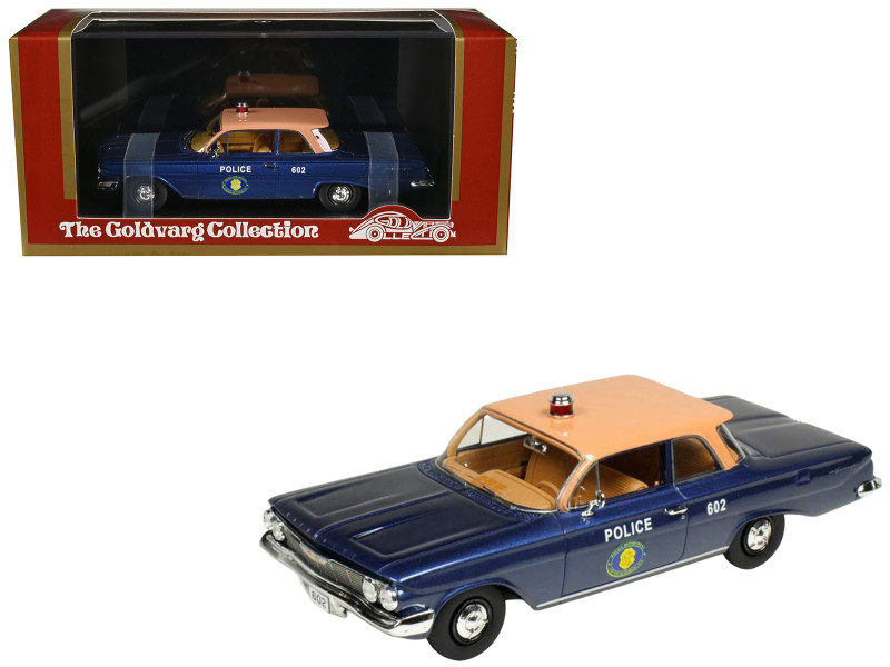 1961 Chevrolet Biscayne Nassau County Police Department Blue Metallic with Beige Top Limited Edition to 150 pieces Worldwide 1/43 Model Car Goldvarg Collection GC-097B