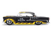 1955 Chevrolet Bel Air BTM Social Club Matt Black with Flames Bigtime Muscle Series 1/24 Diecast Model Car Jada 36606