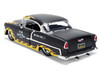 1955 Chevrolet Bel Air BTM Social Club Matt Black with Flames Bigtime Muscle Series 1/24 Diecast Model Car Jada 36606