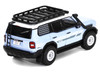 2024 Toyota Land Cruiser Prado Light Blue with White Top and Stripes with Roof Rack and Accessory 1/64 Diecast Model Car GCD KS-075-581