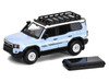 2024 Toyota Land Cruiser Prado Light Blue with White Top and Stripes with Roof Rack and Accessory 1/64 Diecast Model Car GCD KS-075-581