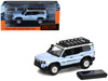 2024 Toyota Land Cruiser Prado Light Blue with White Top and Stripes with Roof Rack and Accessory 1/64 Diecast Model Car GCD KS-075-581