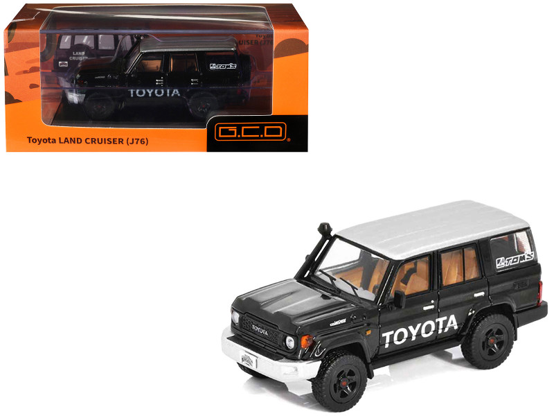 Toyota Land Cruiser J76 Black with Silver Metallic Top 1/64 Diecast Model Car GCD KS-081-638