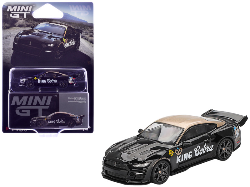 Shelby GT500 Dragon Snake Concept King Cobra Black with Gold Metallic Top Limited Edition 1/64 Diecast Model Car Mini GT MGT01130