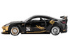 Toyota GR86 LB-Nation - Liberty Walk #24 Black with Carbon Hood and Gold Graphics Limited Edition 1/64 Diecast Model Car Mini GT MGT01149