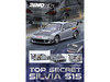 Nissan Top Secret Silvia S15 RHD Right Hand Drive Silver Metallic with Carbon Hood 1/64 Diecast Model Car Inno Models IN64-S15TS-SIL