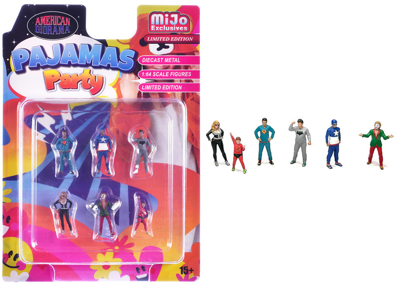 Pajamas Party 6 piece Diecast Figure Set 6 Figures Limited Edition for 1/64 Scale Models American Diorama AD-2436MJ