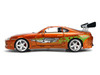Brian's Toyota Supra Orange Color Brush Finish 25 Years of Fast & Furious Anniversary The Fast and the Furious 2001 Movie Fast & Furious Series 1/24 Diecast Model Car Jada 37703