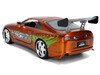 Brian's Toyota Supra Orange Color Brush Finish 25 Years of Fast & Furious Anniversary The Fast and the Furious 2001 Movie Fast & Furious Series 1/24 Diecast Model Car Jada 37703