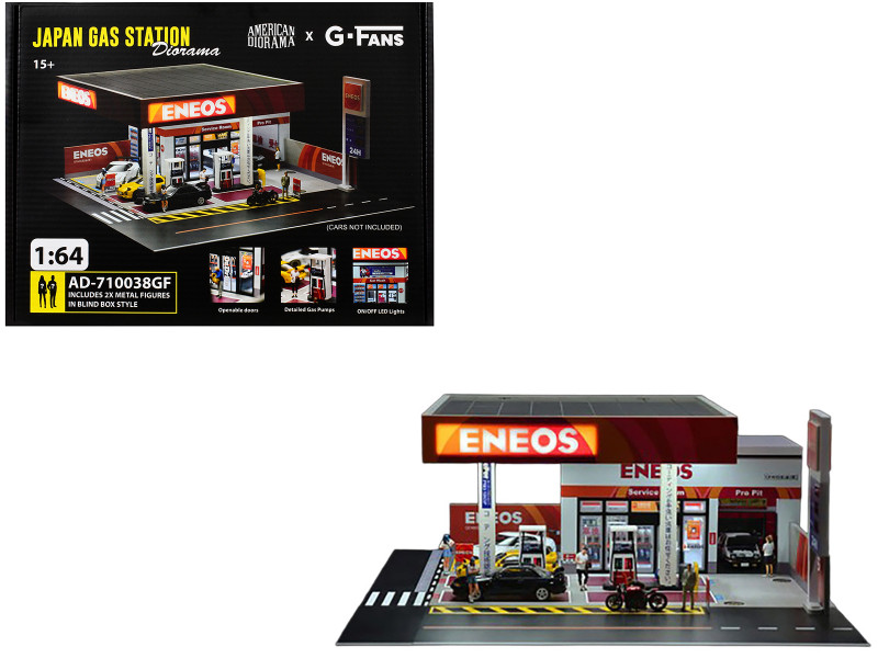 Eneos Japan Gas Station Diorama Set American Diorama X G Fans Series for 1/64 Scale Models American Diorama AD-710038GF