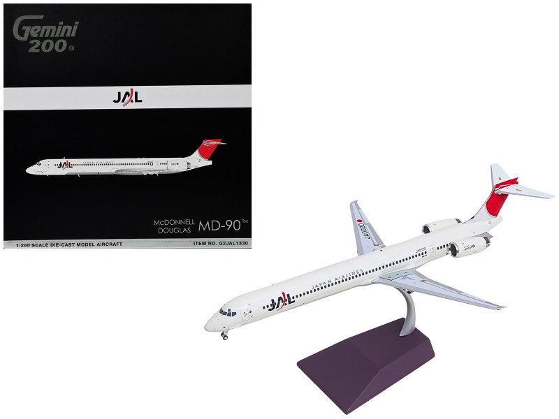 McDonnell Douglas MD-90 Commercial Aircraft Japan Airlines JA002D White with Red Tail Gemini 200 Series 1/200 Diecast Model GeminiJets G2JAL1330