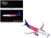 Airbus A321neo Commercial Aircraft Wizz Air G-WUNB White and Pink with Purple Tail Gemini 200 Series 1/200 Diecast Model GeminiJets G2WUK1404