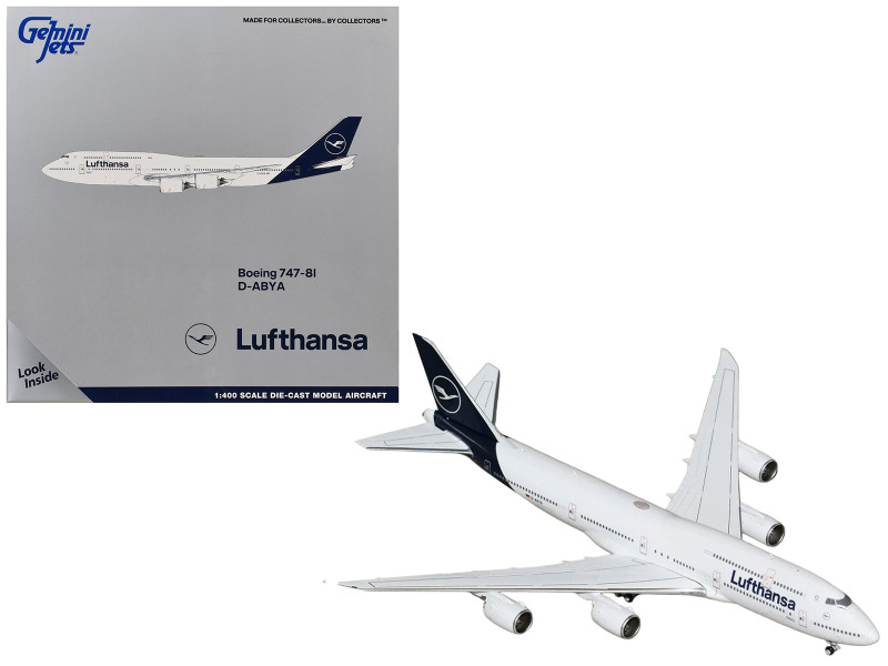 Boeing 747-8I Commercial Aircraft Lufthansa D-ABYA White with Dark Blue Tail 1/400 Diecast Model GeminiJets GJ2209