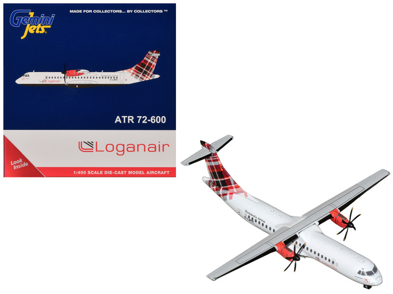 ATR 72-600 Commercial Aircraft Loganair - Scotland's Airline G-LMTE White with Red Plaid Tail 1/400 Diecast Model GeminiJets GJ2308