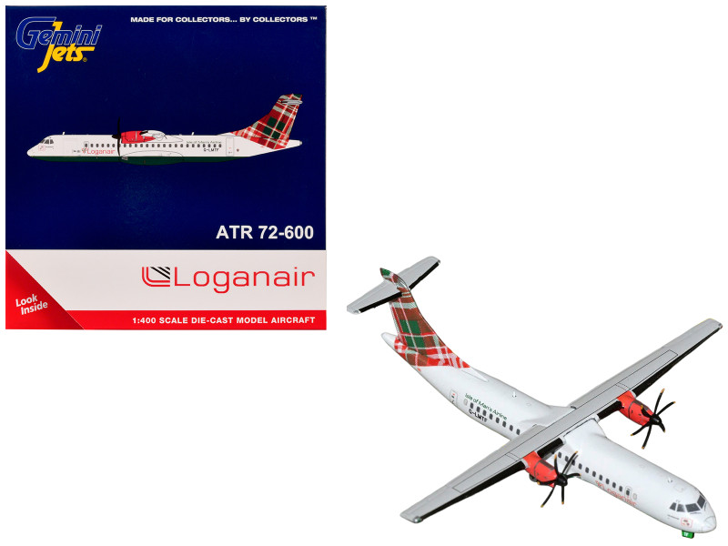 ATR 72-600 Commercial Aircraft Loganair - Isle of Man's Airline G-LMTE White with Red and Green Plaid Tail 1/400 Diecast Model GeminiJets GJ2309