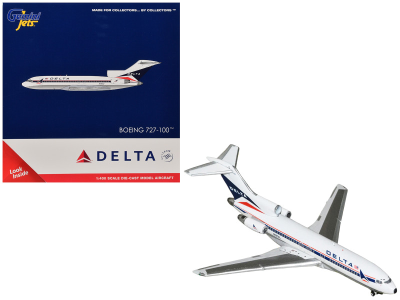 Boeing 727-100 Commercial Aircraft Delta Air Lines N1633 White with Red and Blue Stripes 1/400 Diecast Model GeminiJets GJ2355