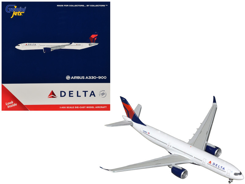 Airbus A330-900 Commercial Aircraft Delta Air Lines N408DX White with Red and Blue Tail 1/400 Diecast Model GeminiJets GJ2374