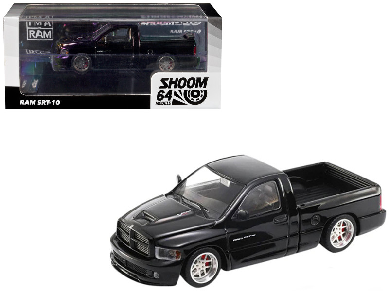 2003 Dodge Ram SRT 10 Pickup Truck Black 1/64 Diecast Model Car Shoom64 Models SHOOM-103-003