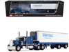 Peterbilt 351 with 63 Flat Top Sleeper and 40 Vintage Trailer with Reefer Western Distributing Blue Metallic and White 1/64 Diecast Model DCP/First Gear 60-2285