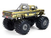 1979 Ford F 250 Monster Truck Bigfoot #1 50th Anniversary Gold Chrome with Bob Chandler Standing Figure Kings of Crunch Series 1/18 Diecast Model Car Greenlight 13715