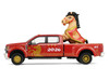 2022 Ford F 450 Dually Pickup Truck Chinese Zodiac 2026 Year of the Horse Red with Gold Graphics and Horse Figure Hobby Exclusive Series 1/64 Diecast Model Car Greenlight GL30577