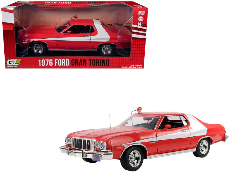 1976 Ford Gran Torino Red with White Graphics Hollywood Greatest Hits Series 1/24 Diecast Model Car Greenlight 84221