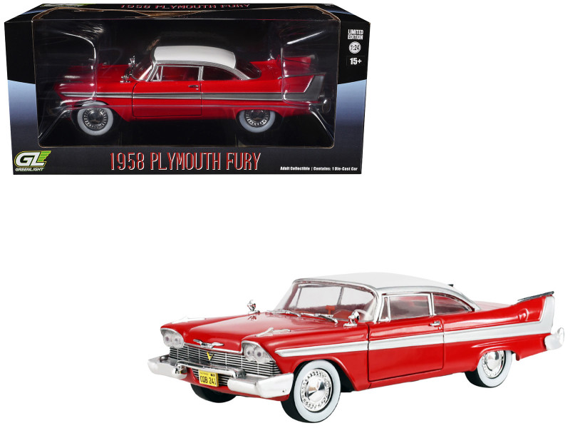 1958 Plymouth Fury Red with White Top and Red Interior Hollywood Greatest Hits Series 1/24 Diecast Model Car Greenlight 84222