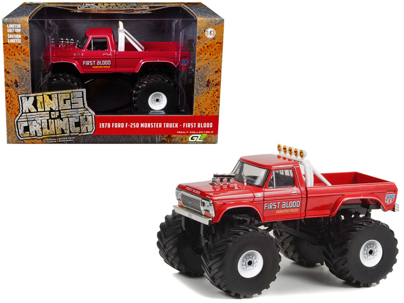 1978 Ford F 250 Monster Truck with 66 Inch Tires First Blood Red Kings of Crunch Series 1/43 Diecast Model Car Greenlight 88052