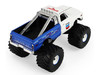 1972 Chevrolet K 10 Monster Truck Chevron 150th Anniversary White and Blue Metallic Kings of Crunch Series 1/43 Diecast Model Car Greenlight 88063