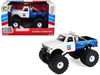 1972 Chevrolet K 10 Monster Truck Chevron 150th Anniversary White and Blue Metallic Kings of Crunch Series 1/43 Diecast Model Car Greenlight 88063