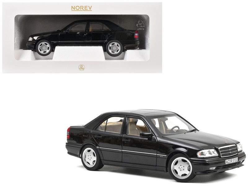 1993 Mercedes-Benz C36 AMG Black Metallic 1/18 Diecast Model Car Norev 183381