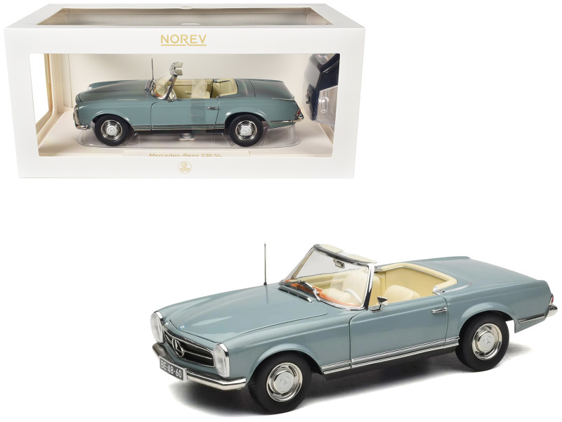 1963 Mercedes-Benz 230 SEL Horizon Blue with Cream Interior 1/18 Diecast Model Car Norev 183992
