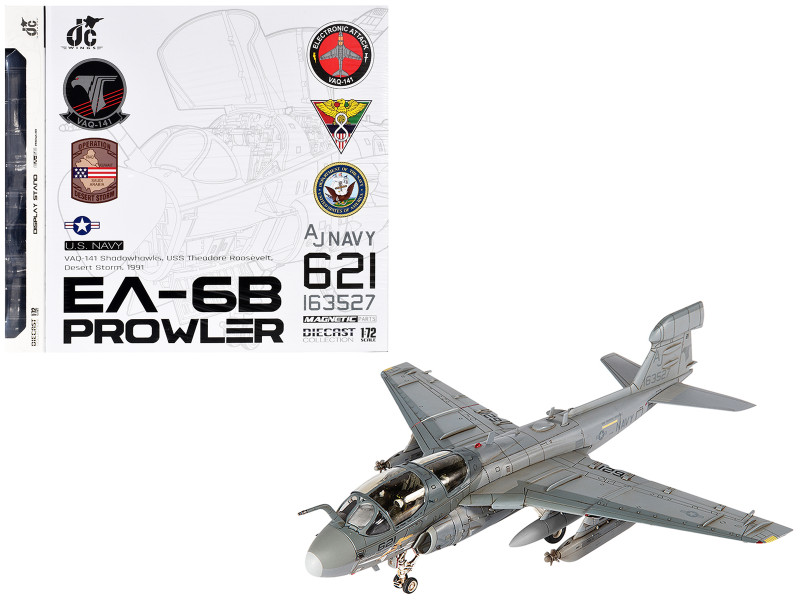 Grumman EA 6B Prowler Attack Aircraft VAQ 141 Shadowhawks Desert Storm 1991 United States Navy 1/72 Diecast Model Wings JCW-72-EA6B-010