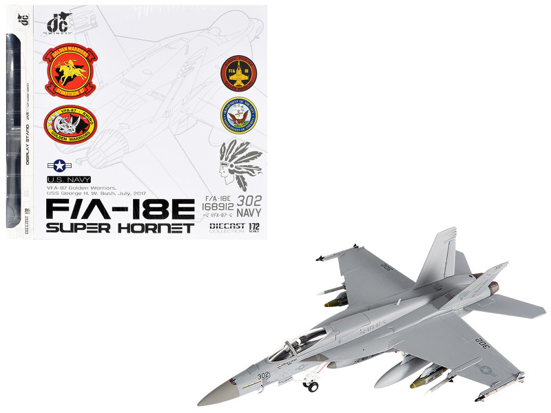 Boeing F A 18E Super Hornet Aircraft VFA 87 Golden Warriors USS George H W Bush 2017 United States Navy 1/72 Diecast Model JC Wings JCW-72-F18-021