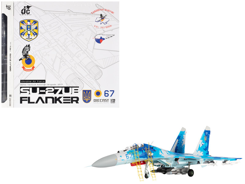 Sukhoi Su 27UB Flanker Aircraft 831st Tactical Aviation Brigade 2017 Ukrainian Air Forces 1/72 Diecast Model JC Wings JCW-72-SU27-012